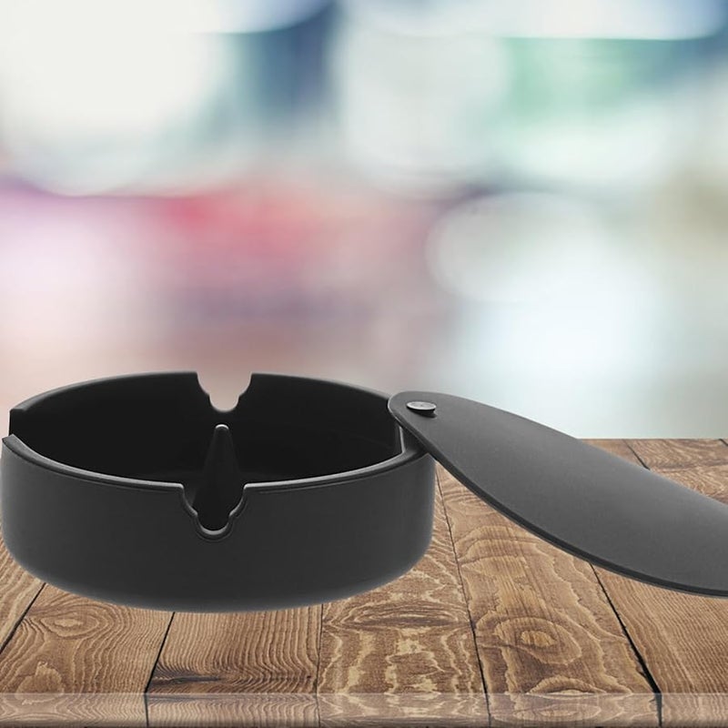 منفضة سجائر سيليكون بغطاء غير قابلة للتناثر، حامل رماد دائري، دعم مستقر، ديكور مكتبي ومنزلي - Image 3